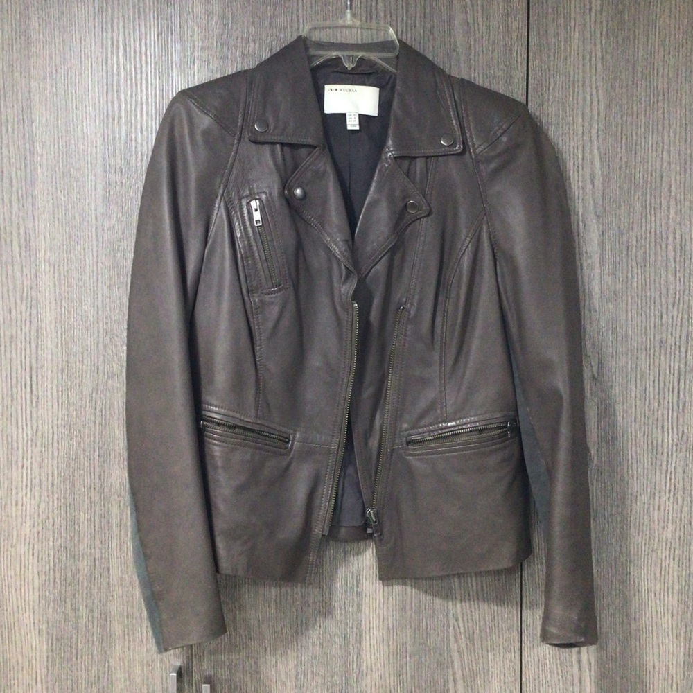Muubaa Charcoal Leather Jacket